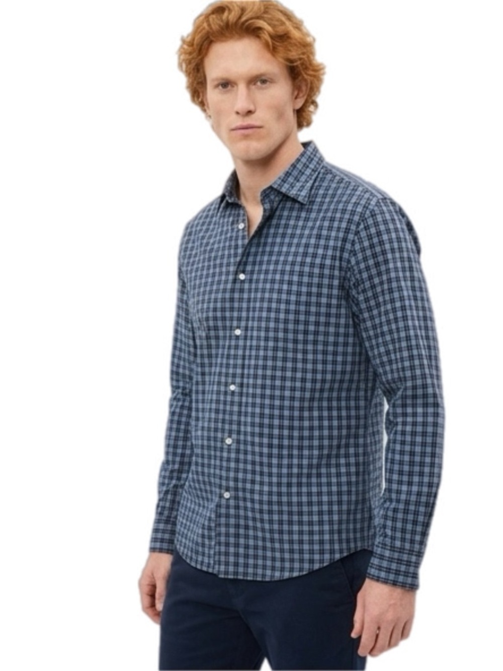 GAP Men's Blue Plaid Button-Down Long Sleeve Classic Shirt Size XL 100% Cotton